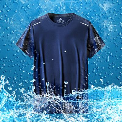 Camiseta de Seda de Hielo para Hombre de Secado Rápido de Manga Corta Camiseta de Alta Elasticidad con Sensación de Hielo Transpirable Top de Moda