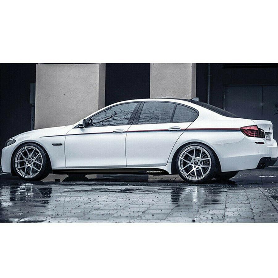 2pcs 2.05M Carbon Fiber Look Side Skirt Decal Stripe Sticker For BMW F23 E90 E91