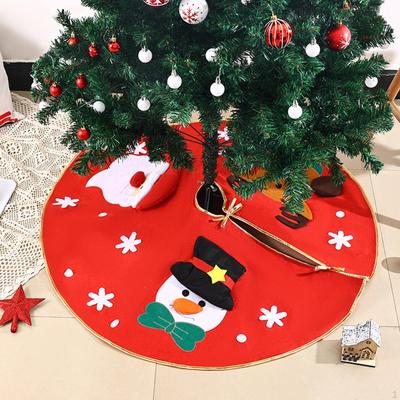 Red Christmas Tree Skirt Apron 39 Inch Decorative Xmas Decor Mat for Farmhouse Holiday