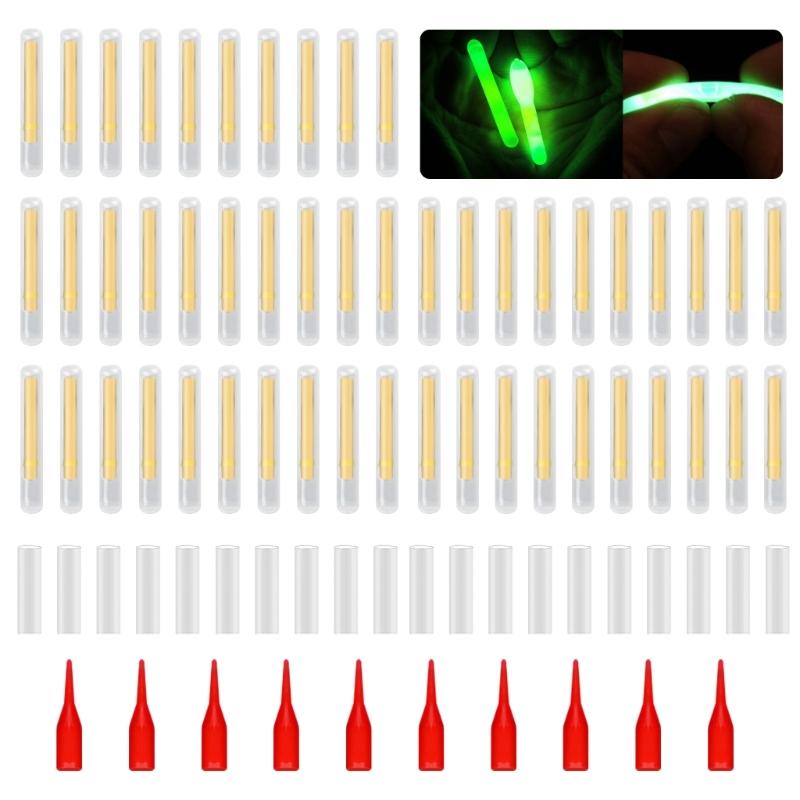 50Pcs Night Fishing Glow Stick Green Fluorescent Light Rod High Brightness Fishing Lightsticks Fits Most Float Types