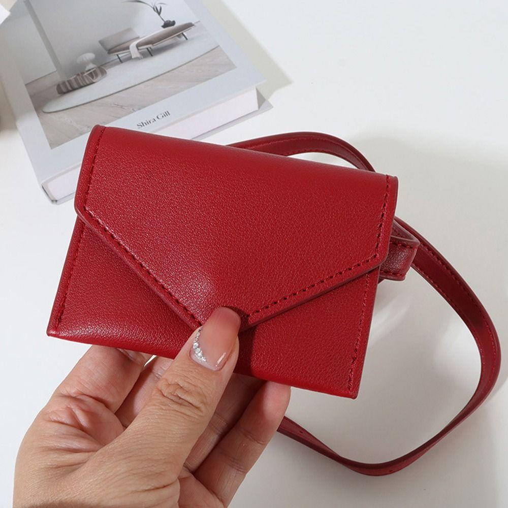 Korean Style Women Waist Bag PU Small Card Bag Elegant Belt Envelope Waist Bag  Female