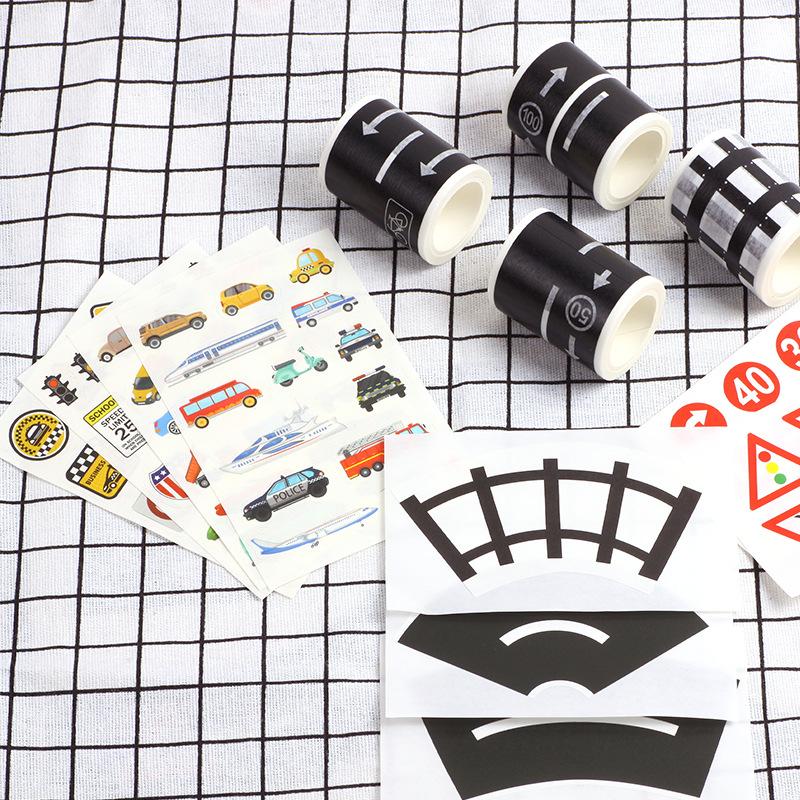 1 PCS Railway Train Curve Tape, 5m Long Washi Material, Handmade Road Sticker, Scrapbook Label Masking Tape