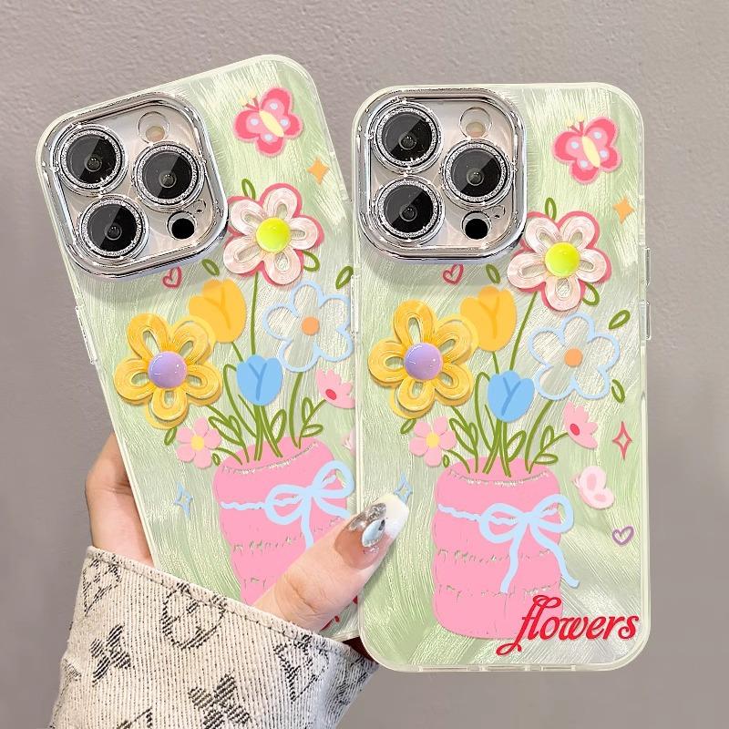 Colored Vase for IPhone 16 Mobile Phone 15 Shell 14 Protection for IPhone 13 Set 12 Silicone All-inclusive 11 Anti-fall