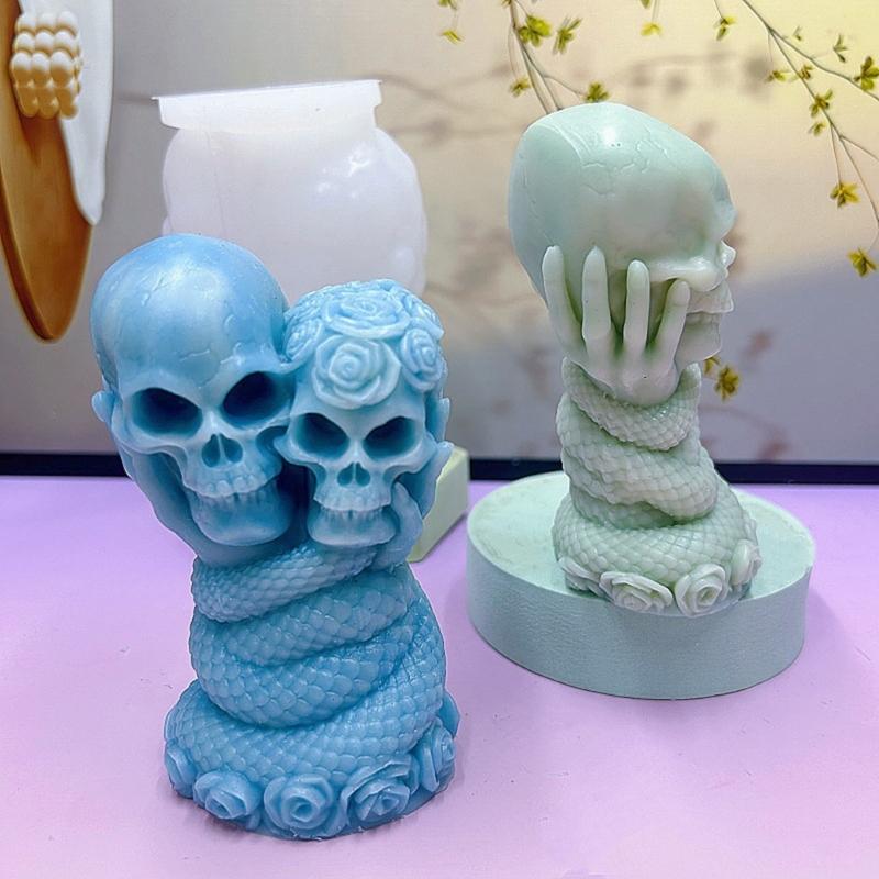 Skull Rose Snake Silicone Candle Molds For Making Candle Soap Chocolate Halloween Home Decoration Epoxy Resin Project