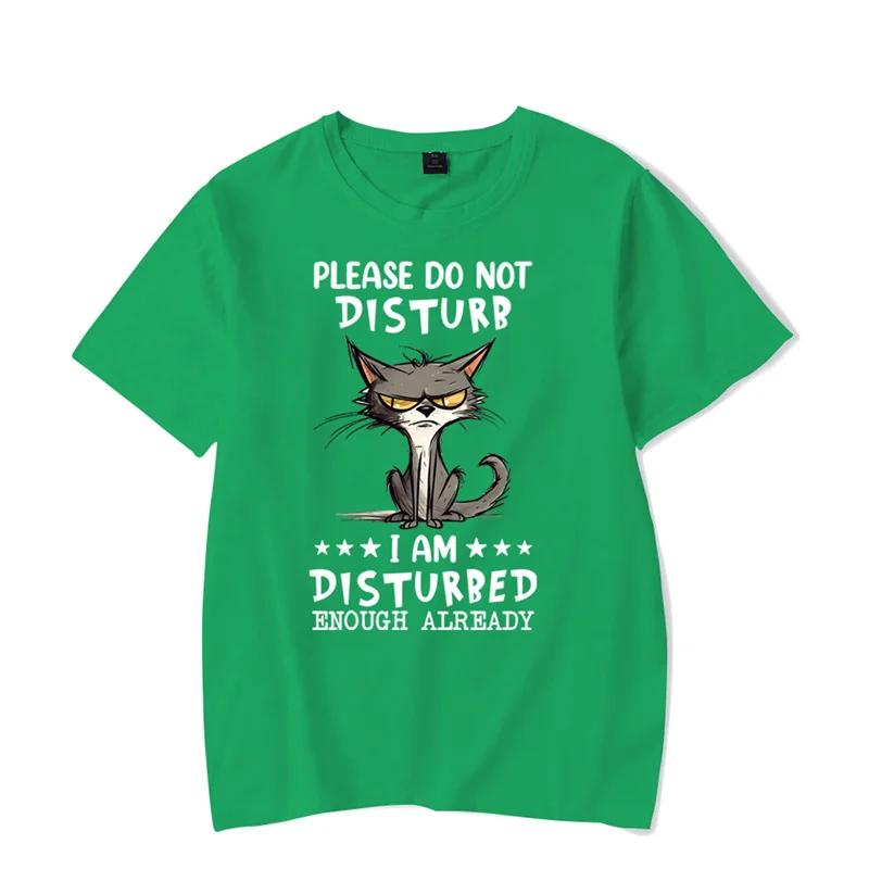 Men's T-shirt Please Do Not Disturb I Am Disturbed Enough Already Kawaii T Shirt Men Women Tees Angry Cat Male Classic T-shirt