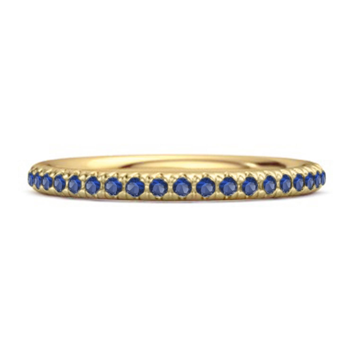Blue Sapphire Round Eternity Ring - 925 Sterling Silver Gold Vermeil 7.5