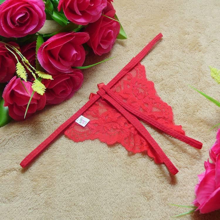 Sexy Lace Underwear Butterfly Knot Open-Crotch Adult T-Panty Women's Novelty Innerwear Chinese Production Special Use Clothing