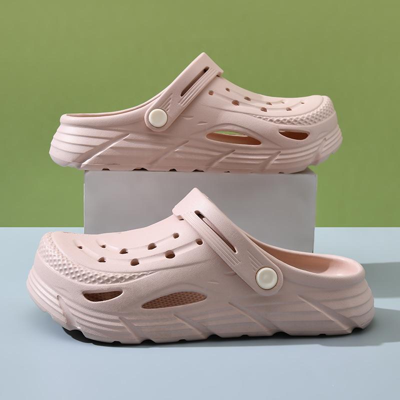 

EVA new cool slippers platform beach shoes fashion muffin shoes women indoor home bag head hole shoes women 35-36 рожевий