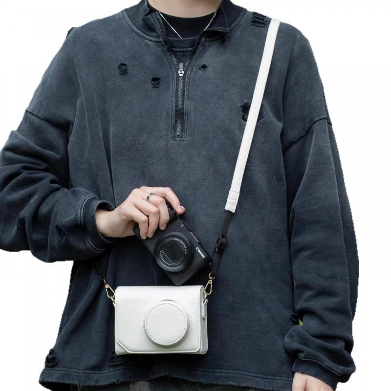 PU Camera Bag Sony ZV-E10 Canon PowerShot V1 Compact Video Small Crossbody Pouch With Shoulder Strap