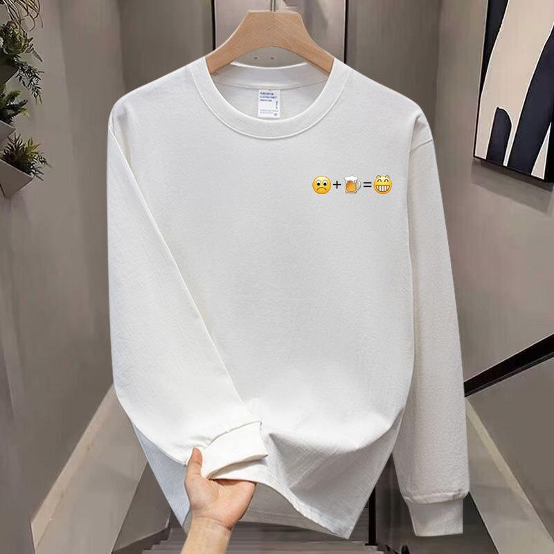 Trendy Brand Pure Cotton T-Shirt Men'S Bottoming Shirt Long-Sleeved Fashion Business Casual Top Autumn And Winter Handsome Men And Women