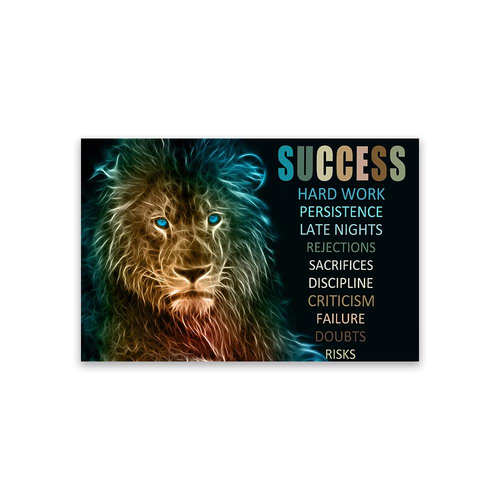 Animals Inspirational Wall Art Black and White Poster Lion Head Prints Motivational Quote Picture Canvas Painting Office Decor