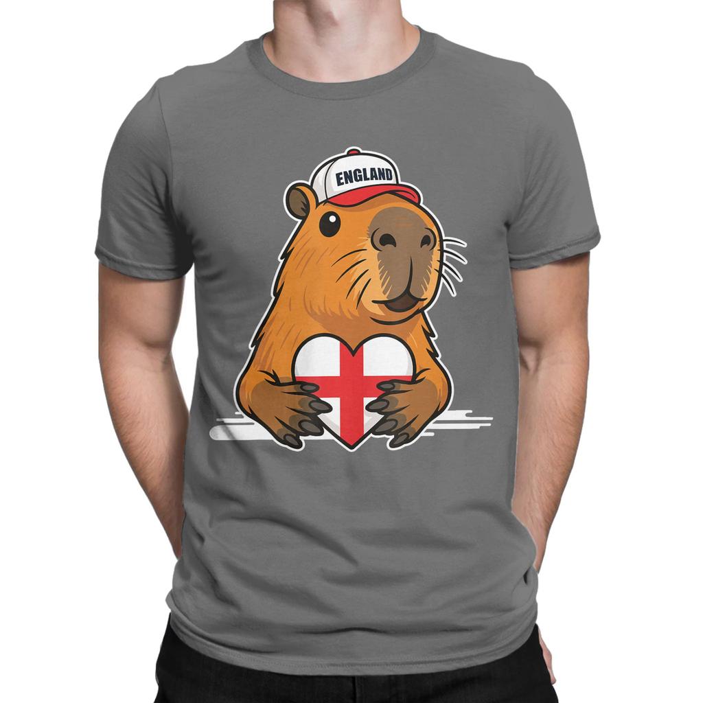 English Flag England Capybaras Tshirts Unisex Novelty Cotton Tees O Neck Short Sleeve T Shirt Printing Tops