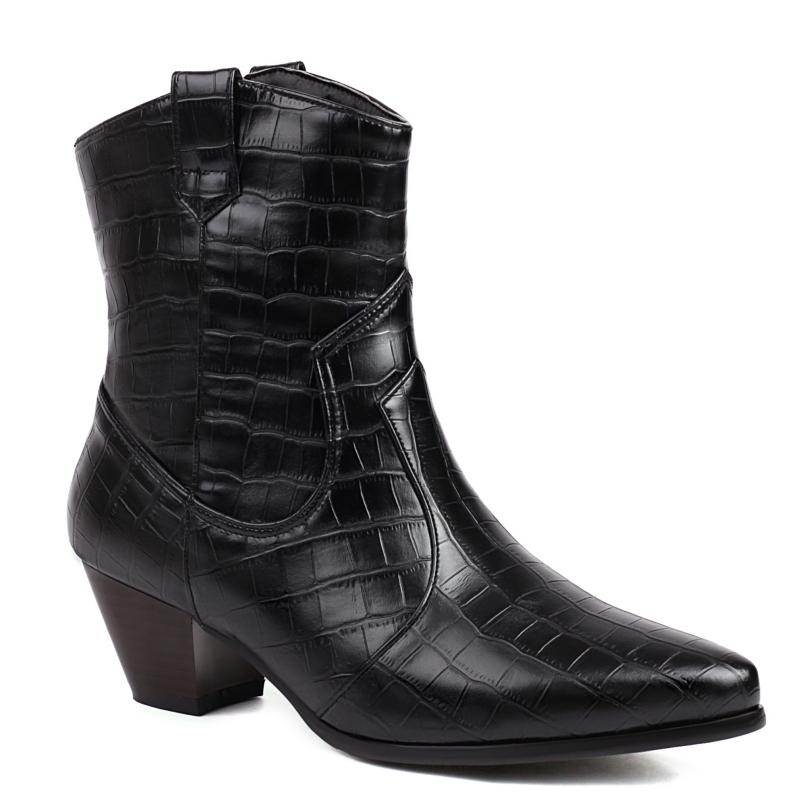 Yellow Brown Women's Ankle Boots New 2025 Autumn Winter Western Short Cowboy Boot Shoes Black Low Heels Party Footwear Shoes