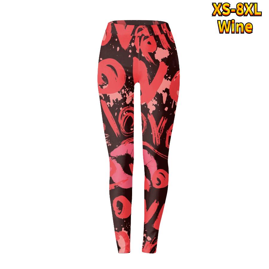 

Жіночі легінси для йоги Bubble Love Prints Stretch. Фітнес, біг, тренажерний зал, спортивні активні штани 8XL винний