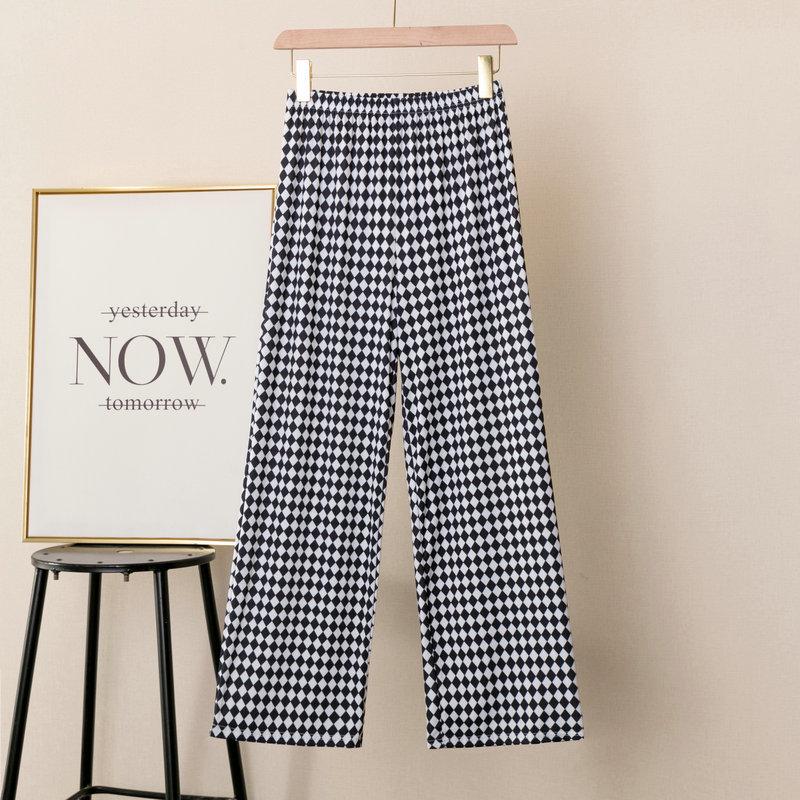Women's High-Waist Plaid Wide-Leg Pants - Summer Slim Fit, Lightweight, Casual Drape Design