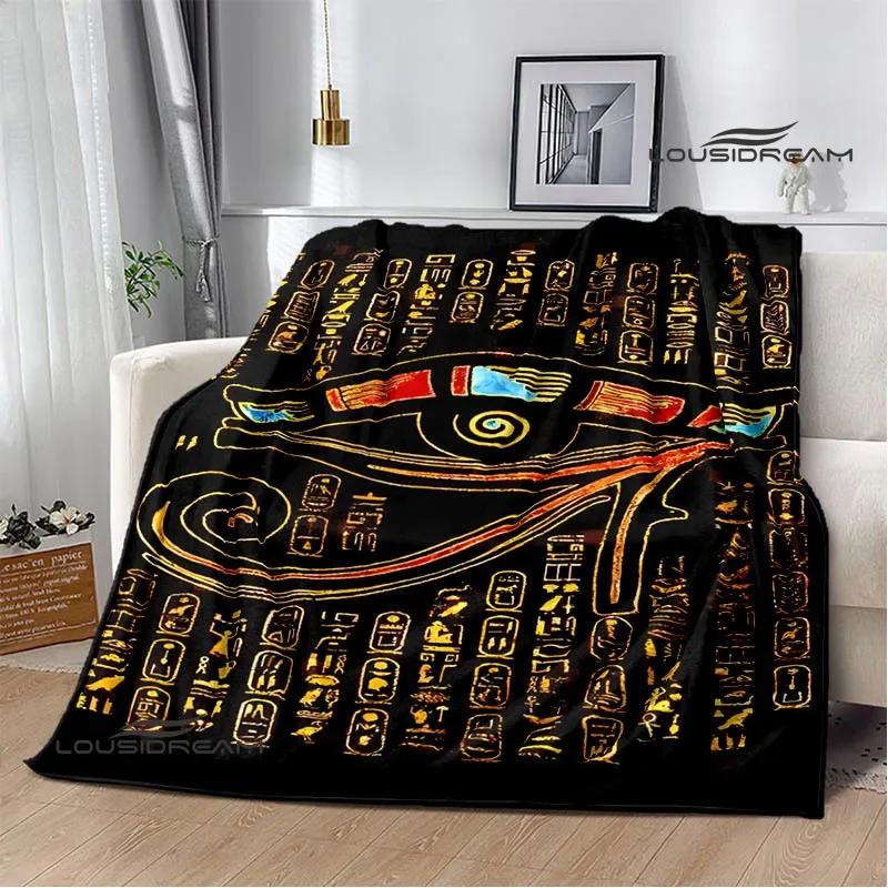 Egyptian Pictograph Symbol Printed Blanket Picnic Blanket Warm Flannel Blankets Home Bed Linings Blankets for Beds Birthday Gift