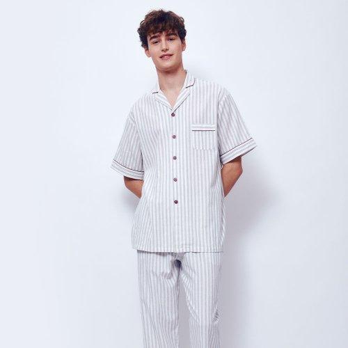 [Sunday Lounge] Men's Soft Stripe Pajama Short Set SMSAB054 [Shipped from Korea] 100% Authentic