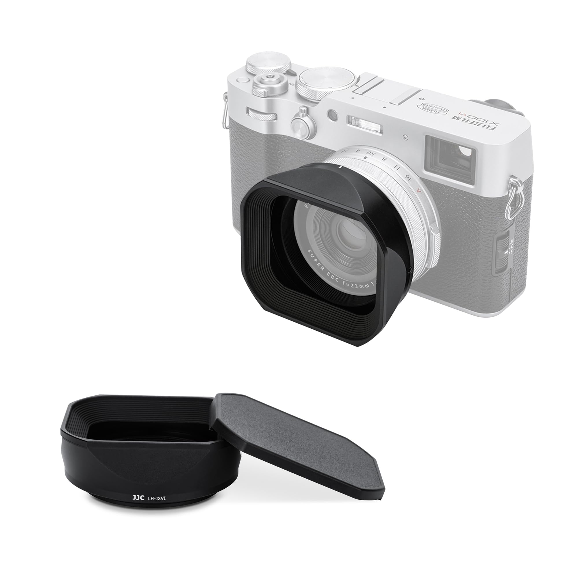 

New and Improved JJC Metal Square Lens Hood Cap for Fujifilm and with 49mm Adapter Compatible with Fujifilm Compatible with 49mm Fits Various Camera чорний