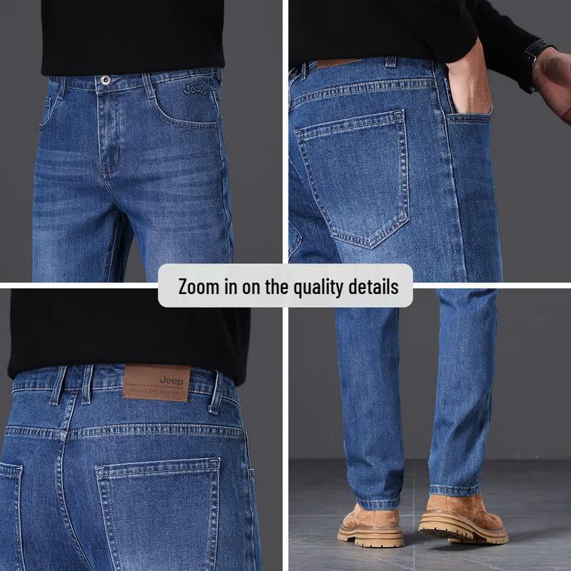 JEEP Men's Cotton Blend Stretch Straight-Leg Jeans