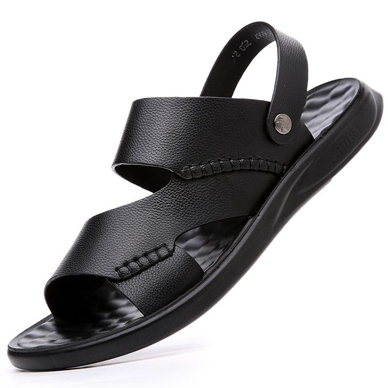 Fashion2024 Men Leather Sandals Fashion Beach Shoes Size 38-44 Hiking Sandals Casual Sneakers Summer Beach Sandalias Boys Men Slippers