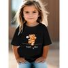 Camiseta de Manga Curta com Gola Redonda para Meninas, Tamanho Europeu, com Estampa de Ursinho