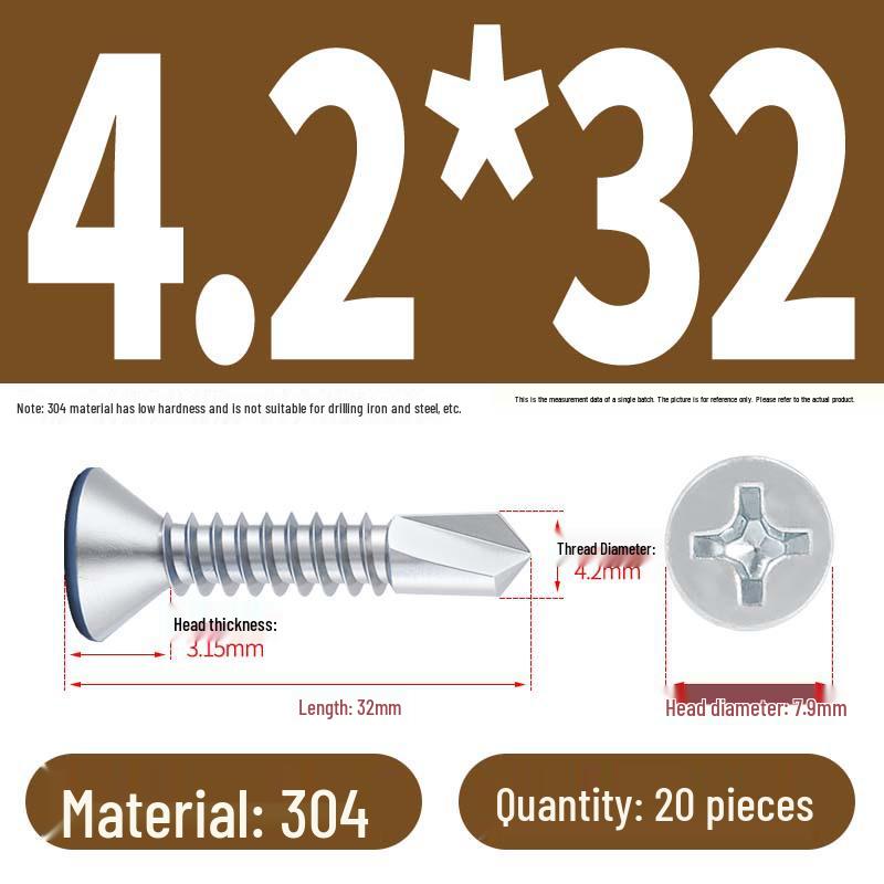 Phillips Flat Head Blue Zinc Plated Stainless Steel Self-Drilling & Self-Tapping Screws M3.9-M5.5