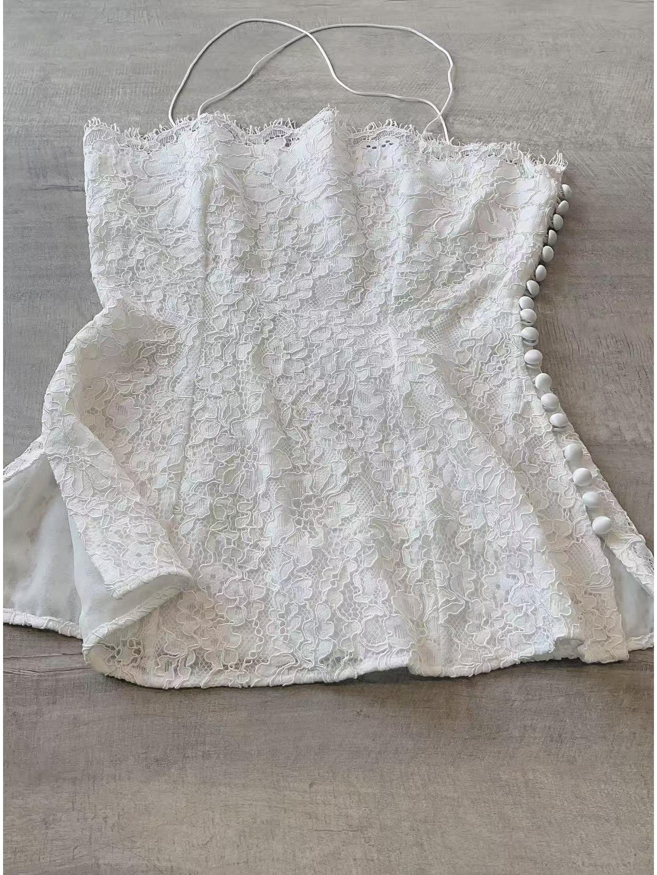 

Lace Strappy Sleeveless Top S белый