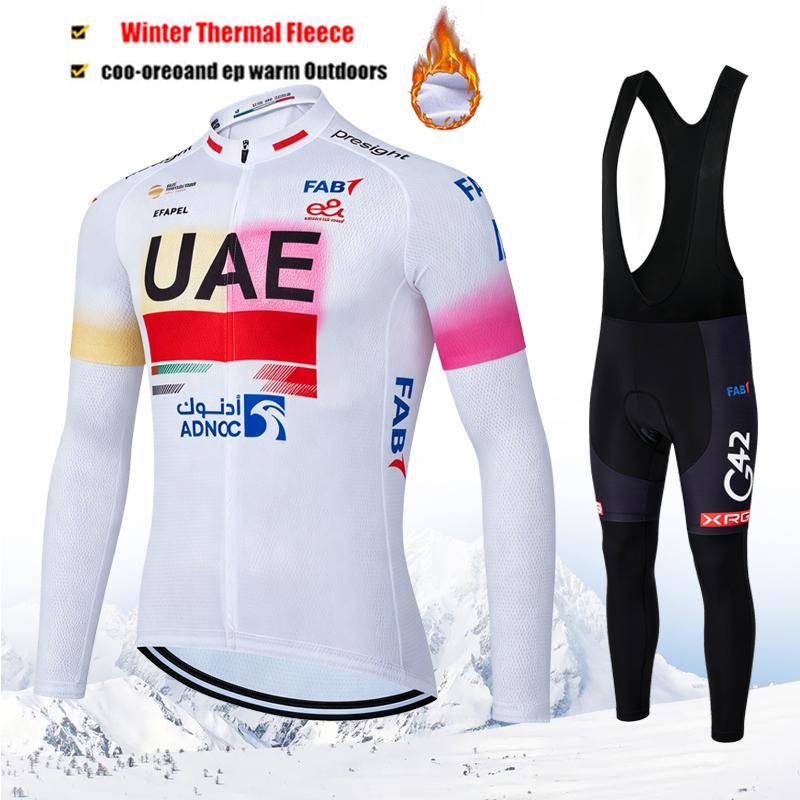 2027 Winter UAE Team Men's Cycling Clothing Men Thermal Fleece Cycling Set Mtb Man Clothes Sets Riding Suit Set Road Bike Wear