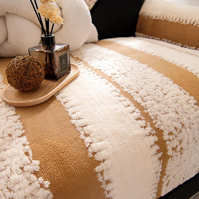 Simple  New Autumn And Winter Plush Leather Sofa Cushion Cover Cloth Towel Non-Slip Cover Thickened Seat Cushion Anti-Cat Claws