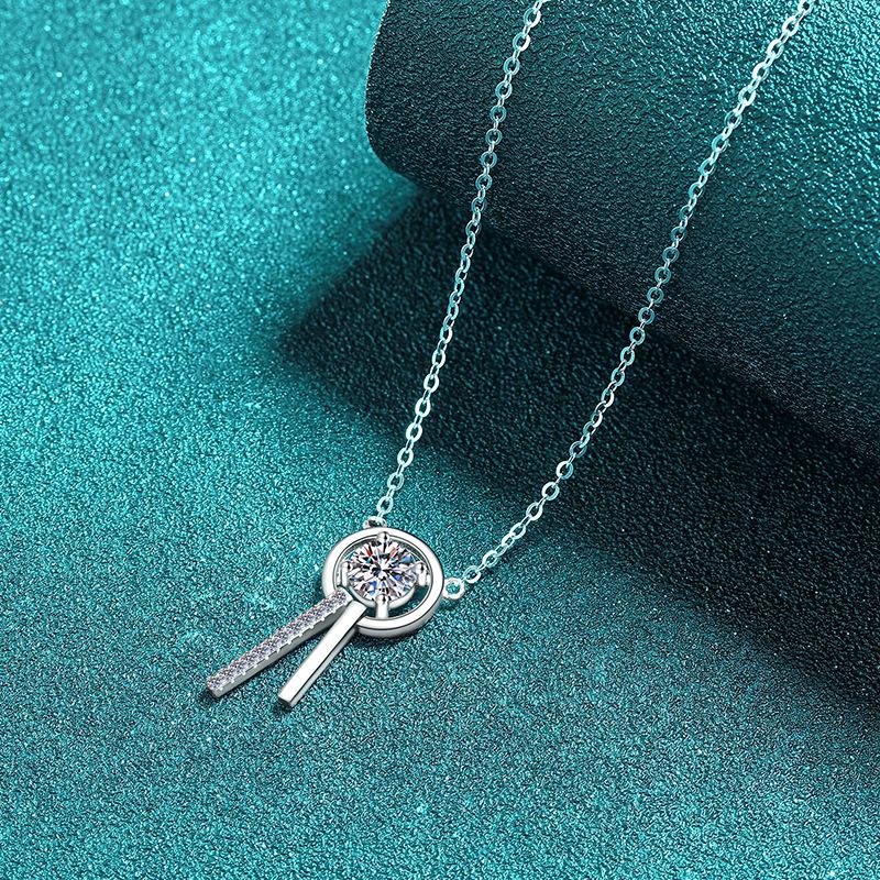 Yinbaichuan S925 Silver Moissanite Tassel Necklace for Women - Simple, Versatile Clavicle Pendant