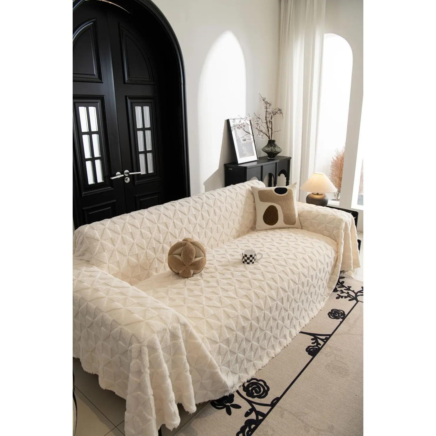 

Funda Sofa Living Room Footprint Jacquard Толстый теплый диванный плед Зимний чехол Sherpa для кемпинга и пикника 180x230cm