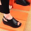 Fashion Sandals for women in summer 2025 new thick soled sponge cake fish mouth women's shoes height increasing heels