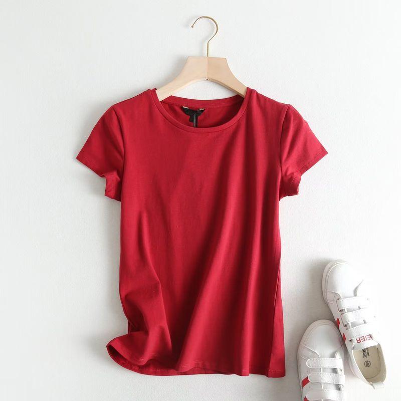 Spring New Arrival Cotton Tee Basic Shirt Base White Shirt Silm round Neck Short Sleeve T-shirt 6850900