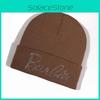 Solid Fashionable Color Knitted Hat With Alphabet Rhinestone Decor For Daily