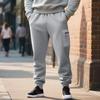 Men Cargo Jogger Sweatpants, Elastic Drawstring Waist Zippered Thigh Cargo Pocket Side Hand Pockets Ribbed Ankle Cuffs Soft Casual Athletic Trousers