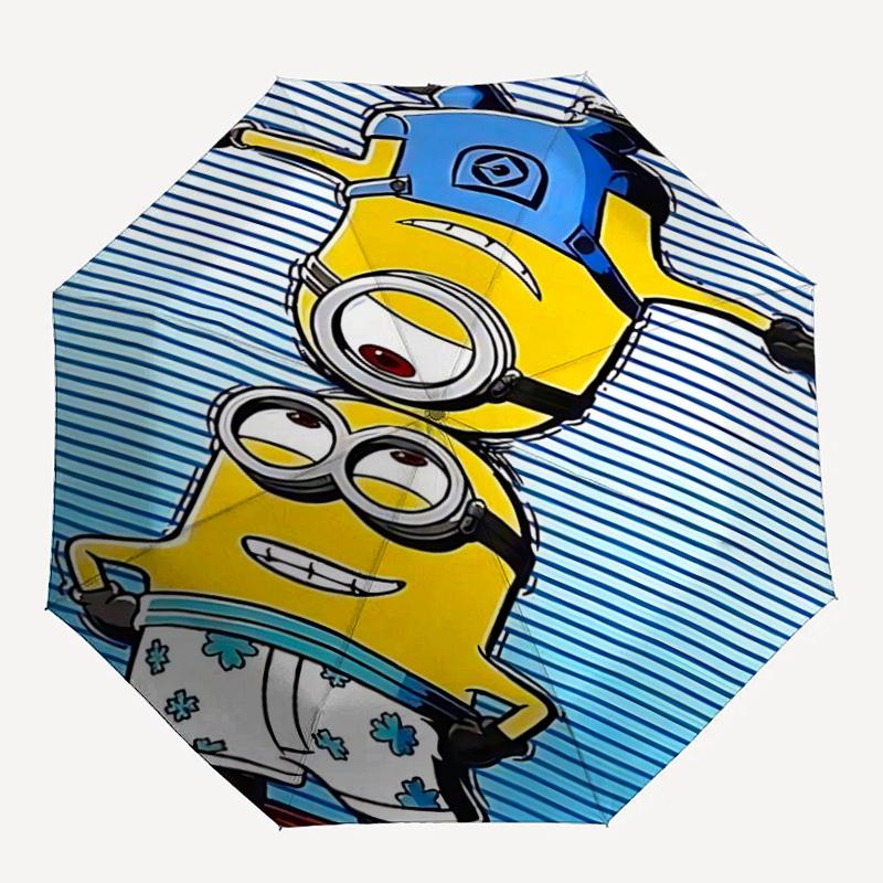 

1pc Minion Pattern Automatic Open/Close Folding Umbrella, Windproof 8 Rib Construction, Lightweight Travel Umbrella for Women/Men, Ideal Gift