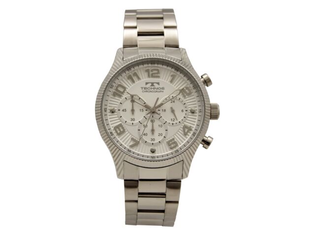 

TECHNOS Watch Chronograph T6646SS Мужские серебристые часы из нержавеющей стали, корпус НОВЫЙ