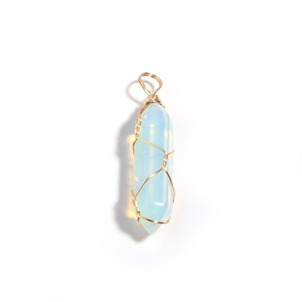 1 Pc Natural Stone Charms 40mm Color Bullet Shaped Handmade Gold Wire Pendants for DIY Necklace Gifts Jewelry Making Accessories