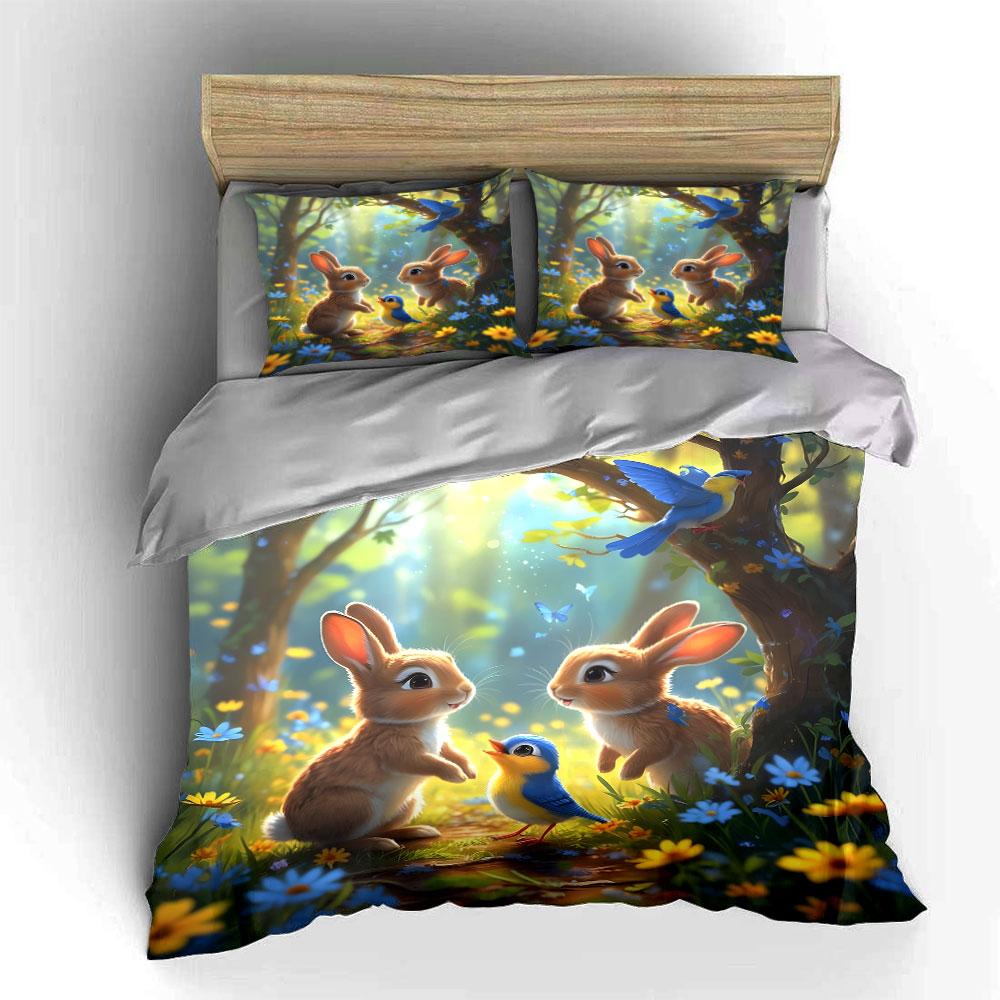 "Whimsical Forest Friends Delight" Bedding Sets Duvet Covers Pillowcases(1* Duvet Cover 2* Pillowcases Without Duvet Insert)