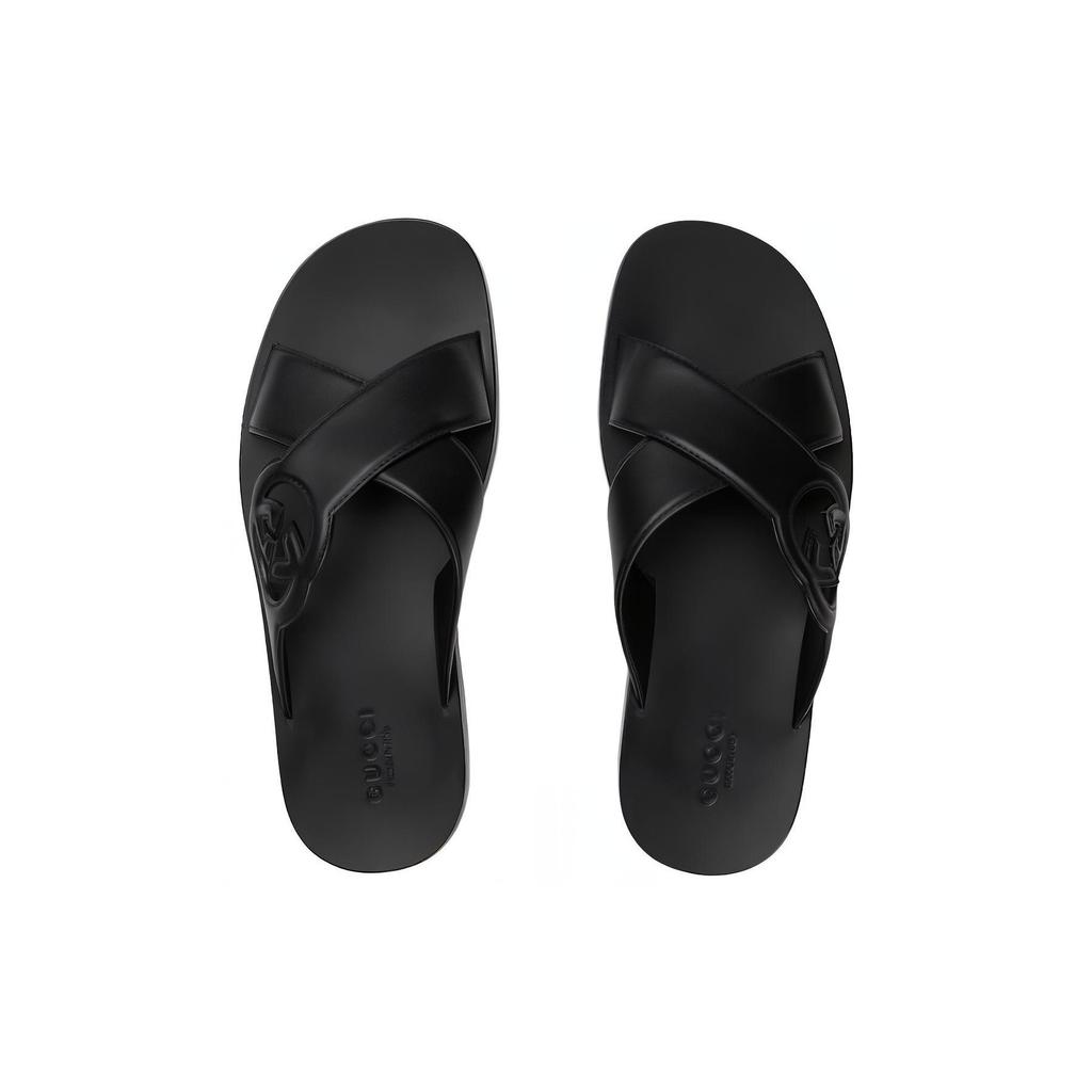 GUCCI Interlocking Slide Slippers Men's Black 738471 US000 1000