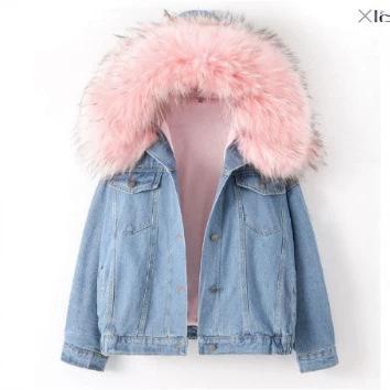 Damen Kapuzen-Jeansjacke mit langen Ärmeln Locker geschnitten Cropped Truckerjacke Koreanischer Pendlerstil Einreihiger Jean-Mantel