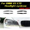 Paire Sourcils de Phare Paupières de Phare Style Maléfique Autocollants Aspect Carbone/Noir Brillant Pour BMW X5 E70 2008-2013