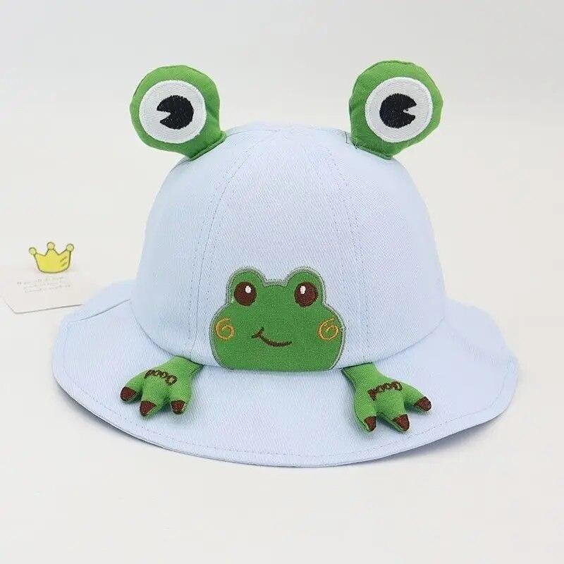 Cartoon Frog Baby Bucket Hat Breathable Soft Cotton Infant Boys Girls Fisherman Cap Outdoor Travel Toddler Sun Hats