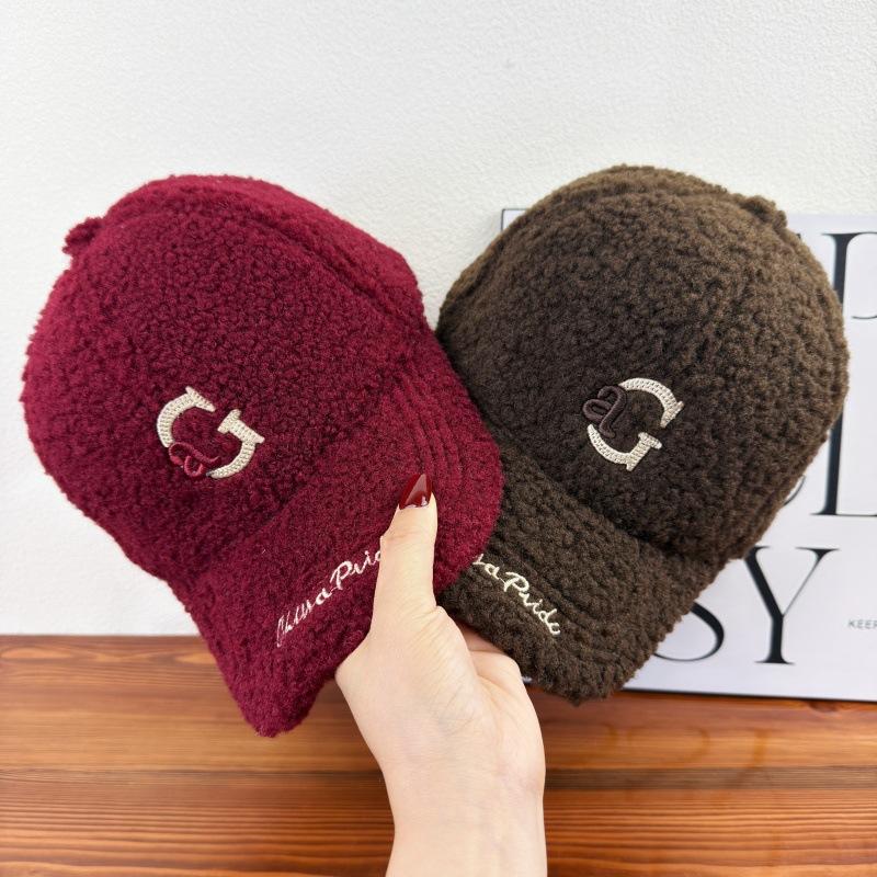 Autumn and winter new lamb wool thickened thermal baseball cap children's casual letters fashion versatile cap men