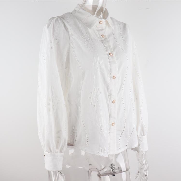 

Белая летняя мода больших размеров, горячая распродажа, женская элегантная рубашка больших размеров с полым узором, женский топ L белый