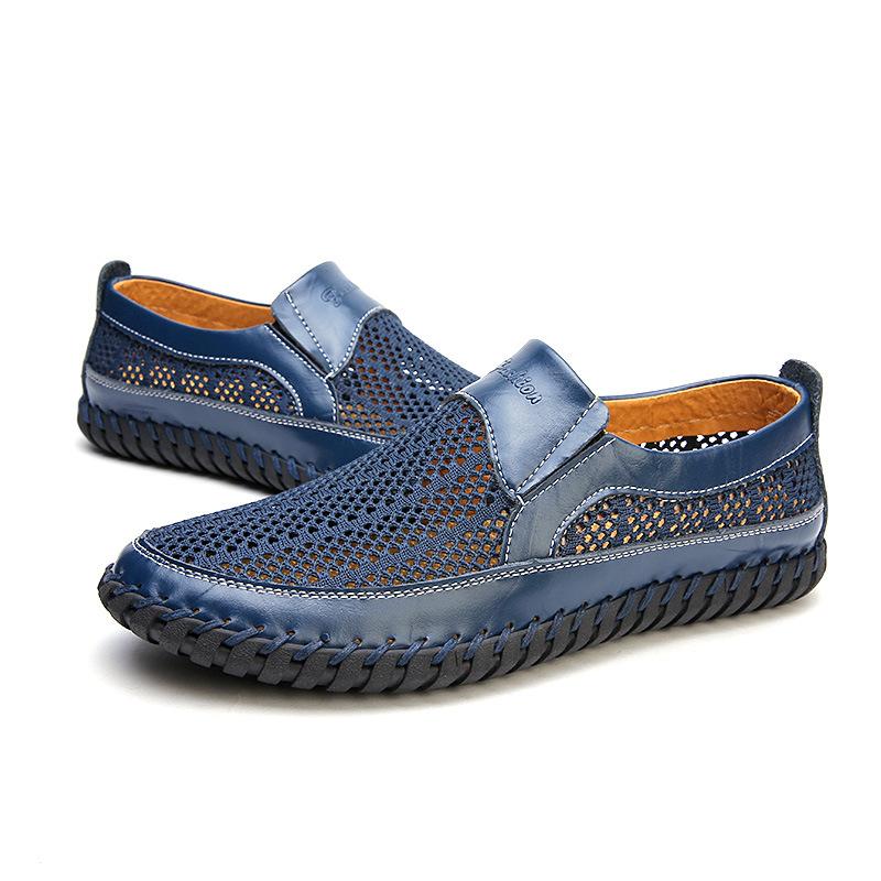 Leather Shoes Men's Shoes Summer Hollow Breathable Leather Sandals Men's Business Dress Korean Version Trendy Black Casual Shoes