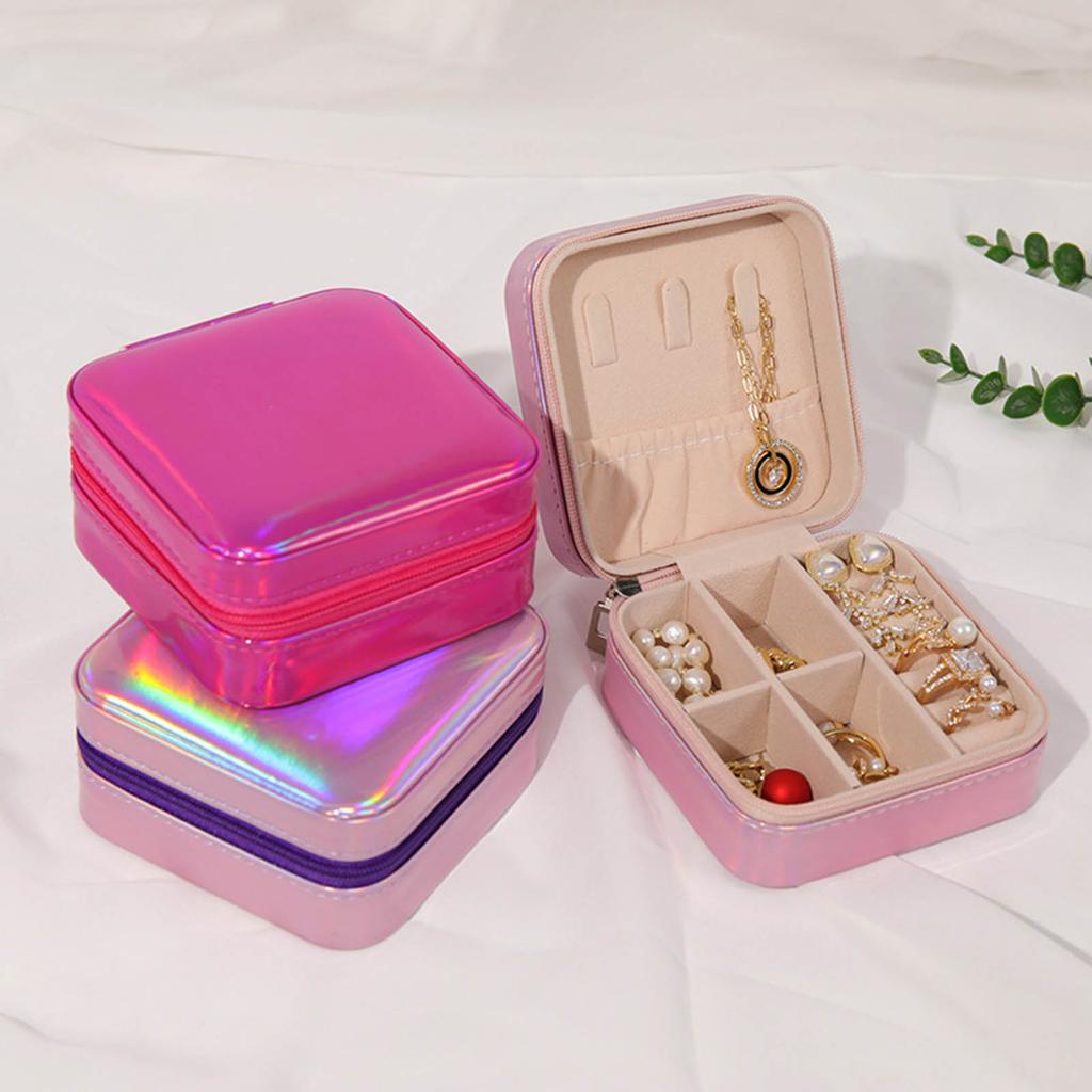 Jewelry Box PU Leathers Small Portable Travel Organizer Display Storage Holder Boxes for Rings Earrings Necklacets Gift