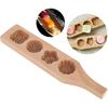 Wooden 4 Flower Pattern DIY Handmade Press Food Pastry Biscuit Cookie Pumpkin Pie Baking Tool for Home Bakery Dessert Shop(Pattern Two)