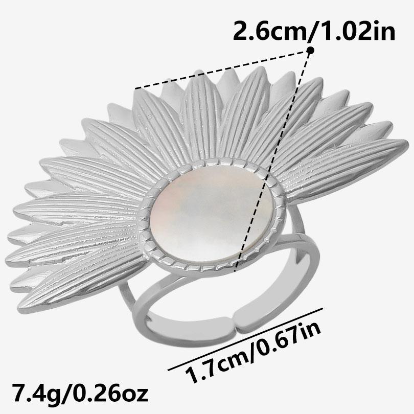 Exquisite White Shell Ring Silver Color Finger Jewelry Stainless Steel Rings For Women Men Accessories Beach Anillos Mujer Gift