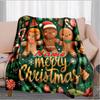 1PC Custom Name Gingerbread Friends Christmas Outdooor Flannel Blankets Throw Blanket All-Season Throw Gift Bedspread for Couch, Bed, Camping Holiday 
